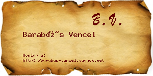Barabás Vencel névjegykártya